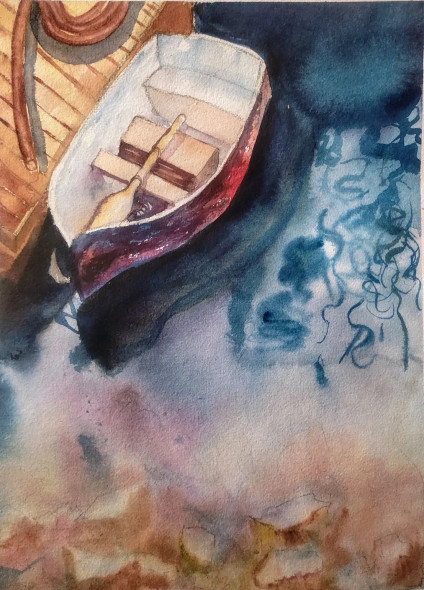 Boat Painting (ART-16757-113824) - Handpainted Art Painting - 10in X 14in