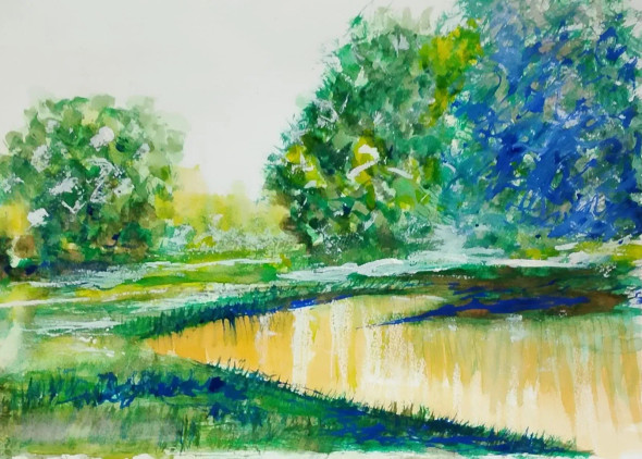 Beautiful Landscape Painting (ART-8298-113827) - Handpainted Art Painting - 16in X 11in