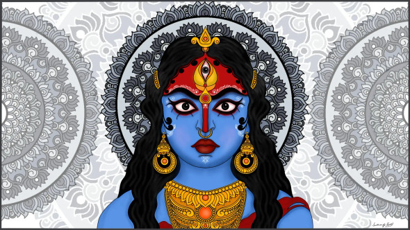 MAA KALI (PRT-17286-113877) - Canvas Art Print - 30in X 17in