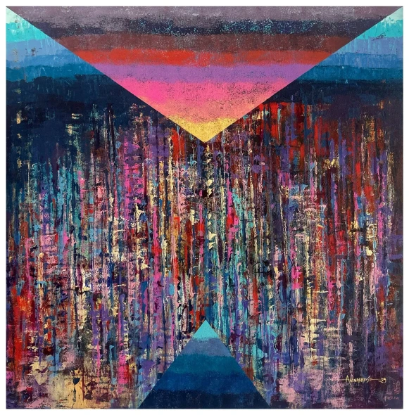 Supporters (ART-8069-113844) - Handpainted Art Painting - 36in X 36in