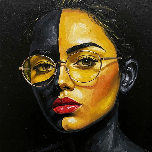 Geometric Face (PRT-15697-113925) - Canvas Art Print - 36in X 36in