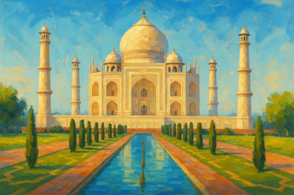 Taj Mahal (PRT-8645-113977) - Canvas Art Print - 18in X 12in