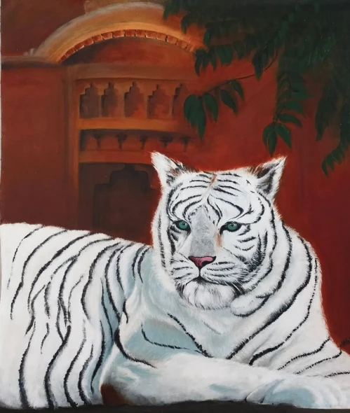 THE STRIPED BEAST (ART-17306-114000) - Handpainted Art Painting - 27in X 32in