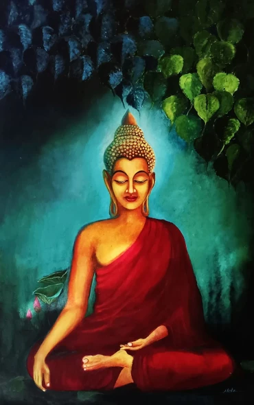 PSALM OF ENLIGHTENMENT (ART-17306-114001) - Handpainted Art Painting - 28in X 38in