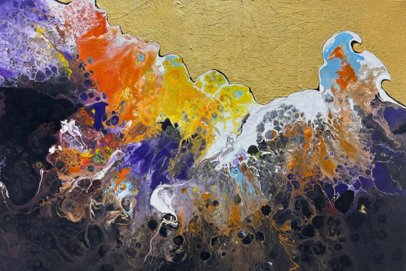 Abstract Painting (PRT-7699-114061) - Canvas Art Print - 18in X 12in