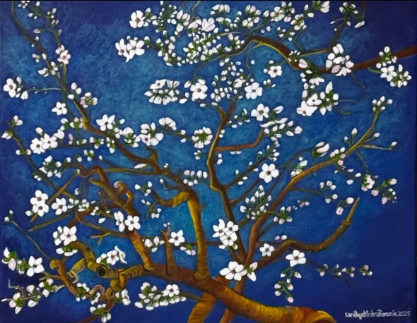 Almond Blossoms (ART-8370-114063) - Handpainted Art Painting - 24in X 19in
