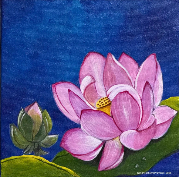 The Lotus (ART-8370-114064) - Handpainted Art Painting - 10in X 10in