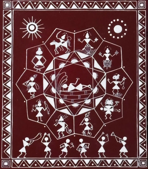 Dashavatar (ART-8370-114088) - Handpainted Art Painting - 20in X 23in
