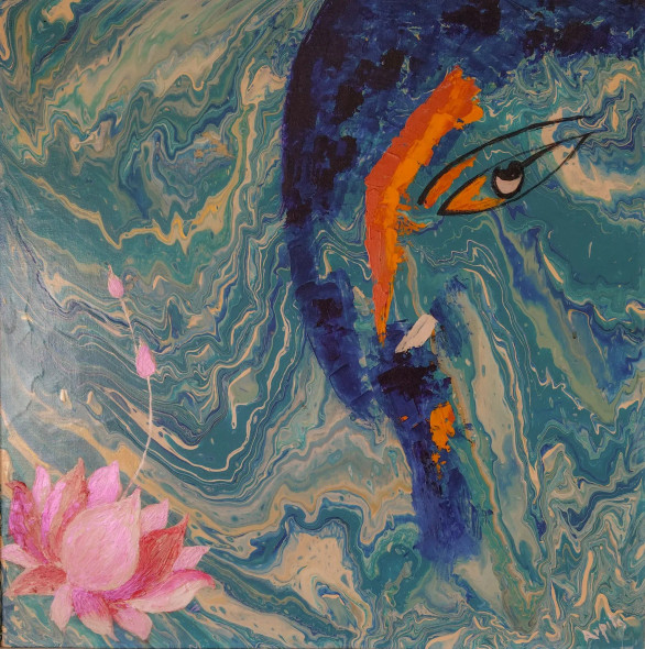 Om Gana Ganapataya Namaha (ART-17334-114142) - Handpainted Art Painting - 24in X 24in