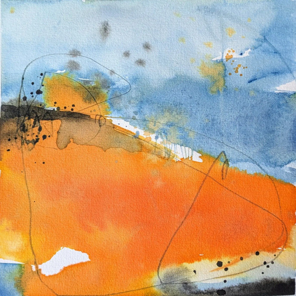 Fire & Water 03 (ART-7823-114220) - Handpainted Art Painting - 8in X 8in