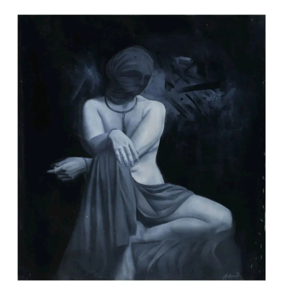 Women Dark Side (ART-17340-114313) - Handpainted Art Painting - 26in X 36in