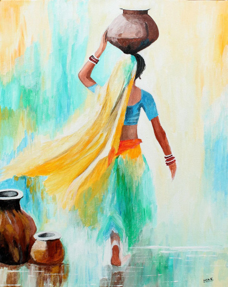 GRACE IN MOTION (ART-7844-114305) - Handpainted Art Painting - 16in X 20in