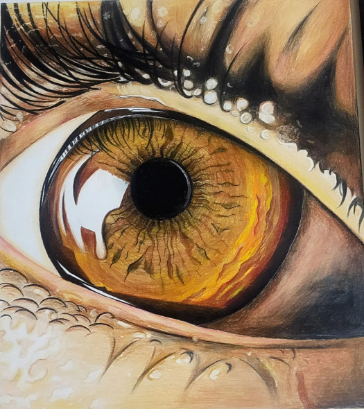 Pupils Starring Right Into Soul (ART-17409-114393) - Handpainted Art Painting - 12in X 14in