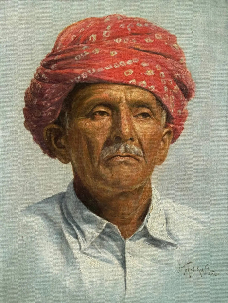 Rajput Look (ART-15644-114403) - Handpainted Art Painting - 12in X 16in