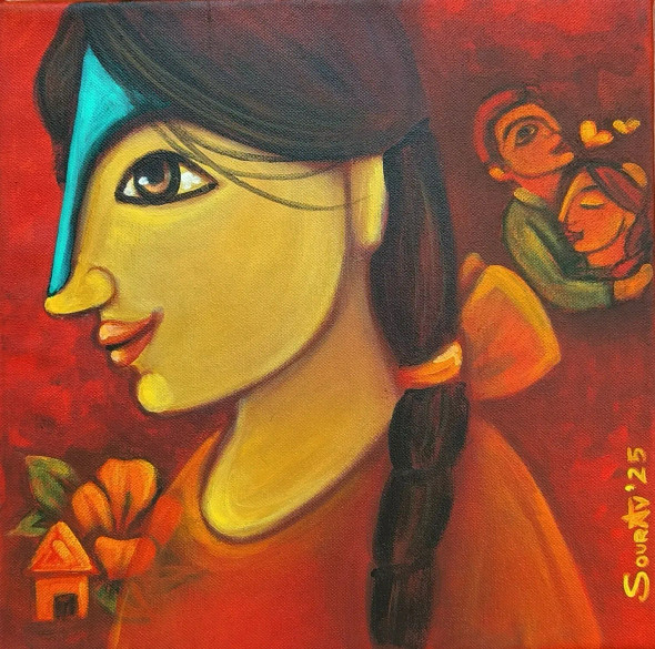 Together Somewhere (ART-15181-114357) - Handpainted Art Painting - 12in X 12in