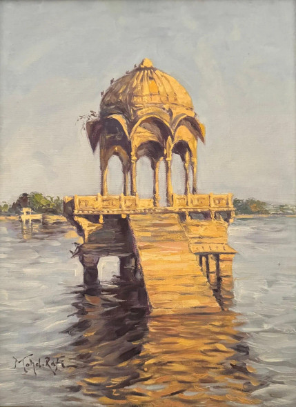 Gadsisar Jaisalmer (ART-15644-114444) - Handpainted Art Painting - 12in X 16in