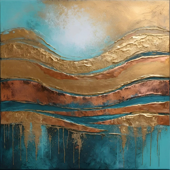 Golden Waves (PRT-5077-114285) - Canvas Art Print - 36in X 36in