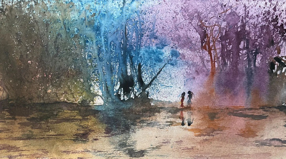 Two Teenagers (PRT-8841-114453) - Canvas Art Print - 24in X 13in