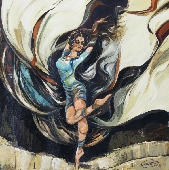 Dance Of Soul (ART-2571-114497) - Handpainted Art Painting - 18in X 18in
