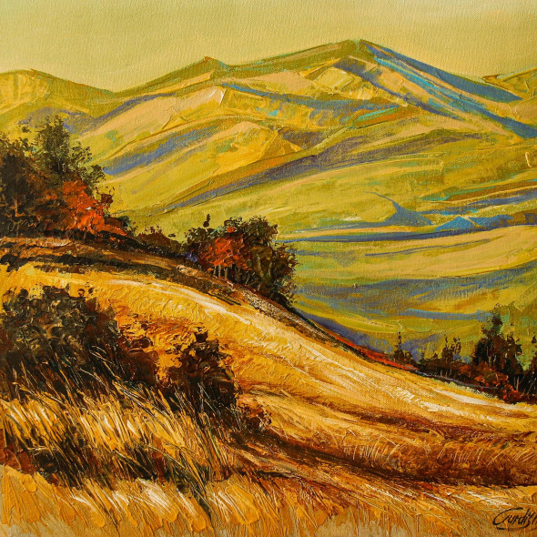 The Urban Farmland (ART-2571-114501) - Handpainted Art Painting - 18in X 18in