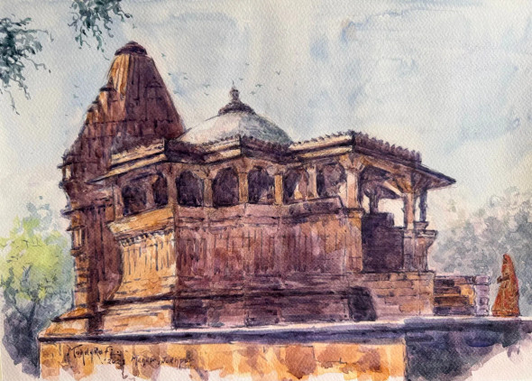 Mandor — Jodhpur (ART-15644-114797) - Handpainted Art Painting - 16in X 12in