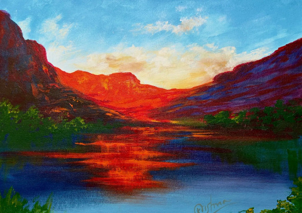Beautiful Landscape Painting (ART-16470-114804) - Handpainted Art Painting - 22in X 16in