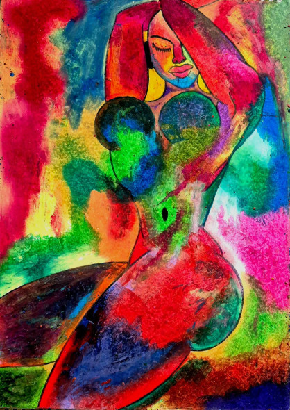 Nude (ART-17426-114752) - Handpainted Art Painting - 13in X 17in