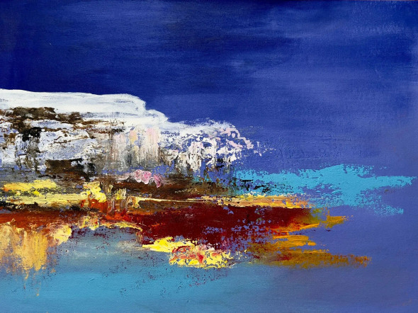 Scene, Mountain Art (ART-16470-114807) - Handpainted Art Painting - 20in X 14in