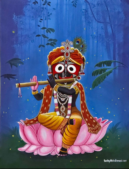Shri Jagannath (ART-8370-114721) - Handpainted Art Painting - 18in X 24in