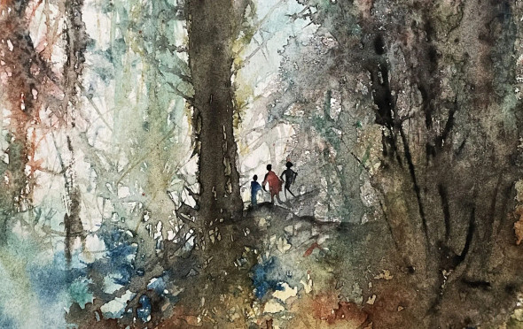 Exploring The Forest (PRT-8841-114880) - Canvas Art Print - 24in X 15in