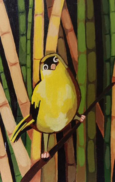 Hello, Says The Bird (ART-15910-114912) - Handpainted Art Painting - 8in X 11in