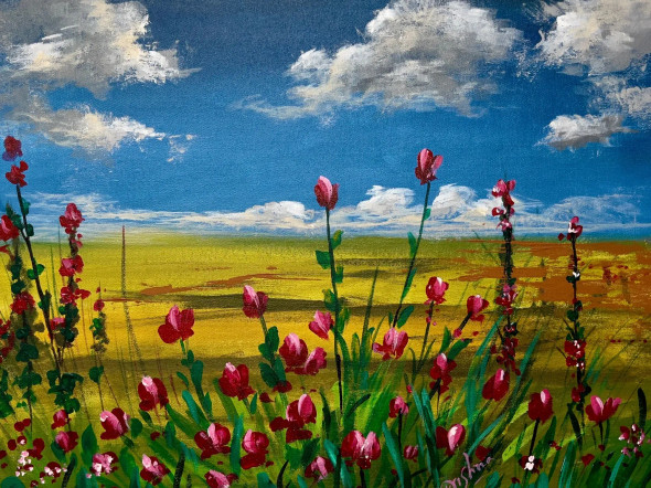 Nature Inspired Acrylic Painting (ART-16470-114857) - Handpainted Art Painting - 20in X 14in