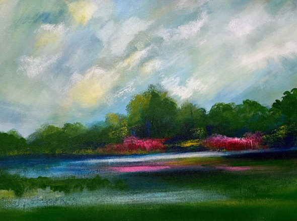 Village Landscape (ART-16470-114846) - Handpainted Art Painting - 20in X 14in