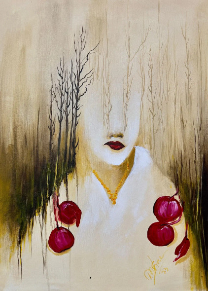Silent Roots (ART-16470-114845) - Handpainted Art Painting - 14in X 20in