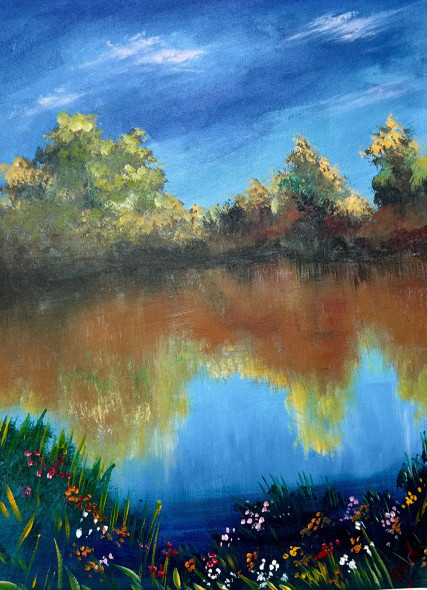 Nature Inspired Acrylic Painting (ART-16470-114847) - Handpainted Art Painting - 14in X 20in