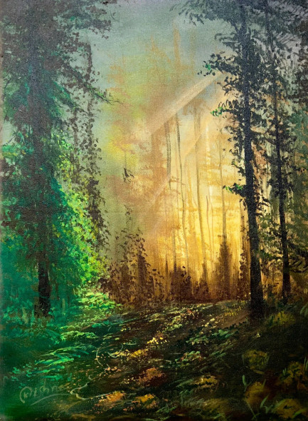 Forest Acrylic Landscape Painting (ART-16470-114864) - Handpainted Art Painting - 16in X 22in