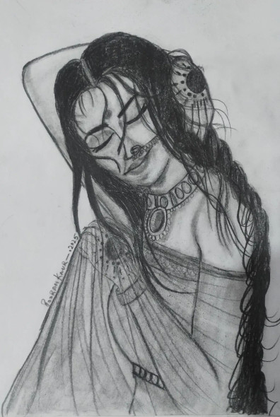 Apsara (ART-15732-114963) - Handpainted Art Painting - 8in X 12in