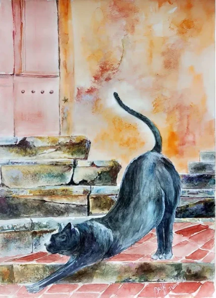 Sunday Afternoon (ART-17504-114837) - Handpainted Art Painting - 8in X 12in