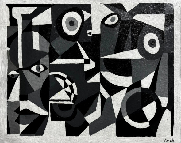 Geometry Fig. (ART-8348-114981) - Handpainted Art Painting - 10in X 12in