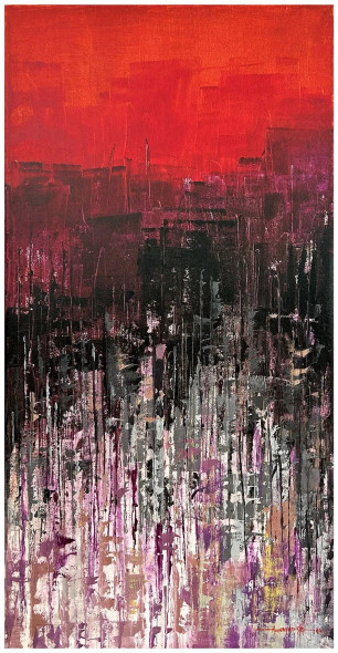 Red Sky (ART-8069-115075) - Handpainted Art Painting - 24in X 48in