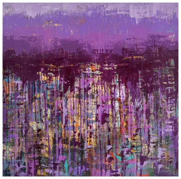 Violet City (ART-8069-115069) - Handpainted Art Painting - 30in X 30in