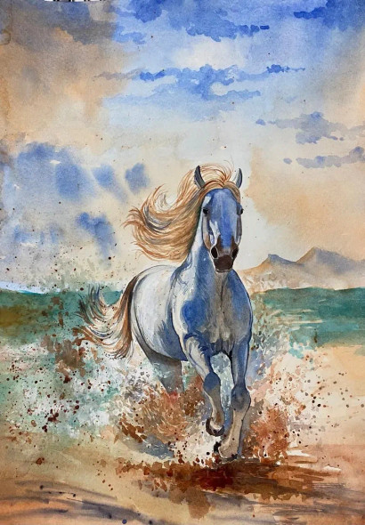 Splash Of Freedom (ART-17549-115109) - Handpainted Art Painting - 11in X 16in
