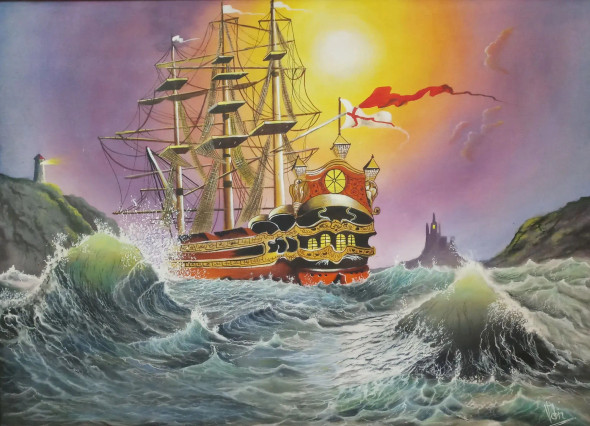 Nostalgic Memories (ART-5868-115095) - Handpainted Art Painting - 35in X 24in