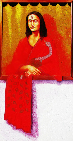 ARDHNARISHWAR (ART-17016-115171) - Handpainted Art Painting - 28in X 53in