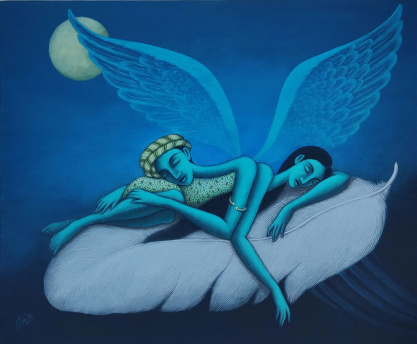 Dream Love 12 (ART-8444-115230) - Handpainted Art Painting - 36in X 30in