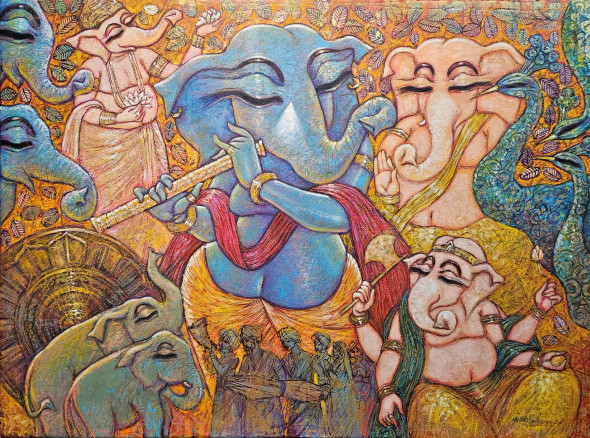 MELODY (ART-1469-115213) - Handpainted Art Painting - 48in X 36in