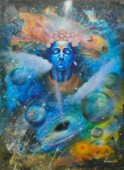 Aadi Shakti (ART-8295-115191) - Handpainted Art Painting - 33in X 46in