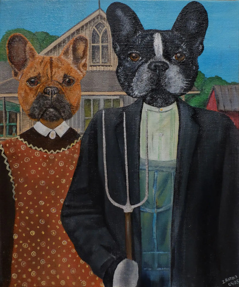 Frenchie Gothic (ART-17592-115332) - Handpainted Art Painting - 10in X 12in