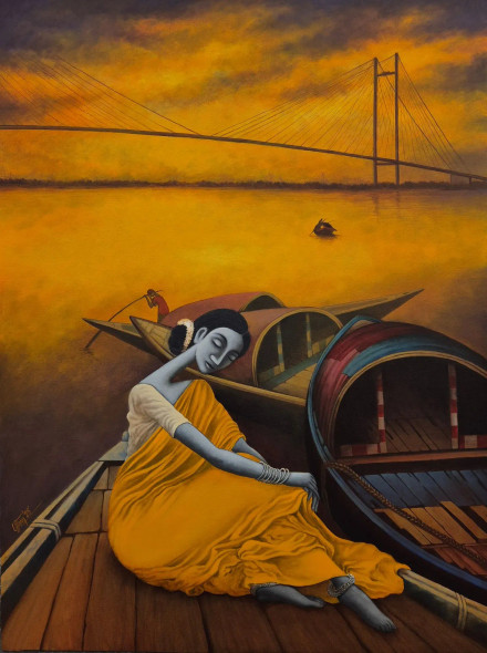 Dream City 3 (ART-8444-115226) - Handpainted Art Painting - 36in X 48in