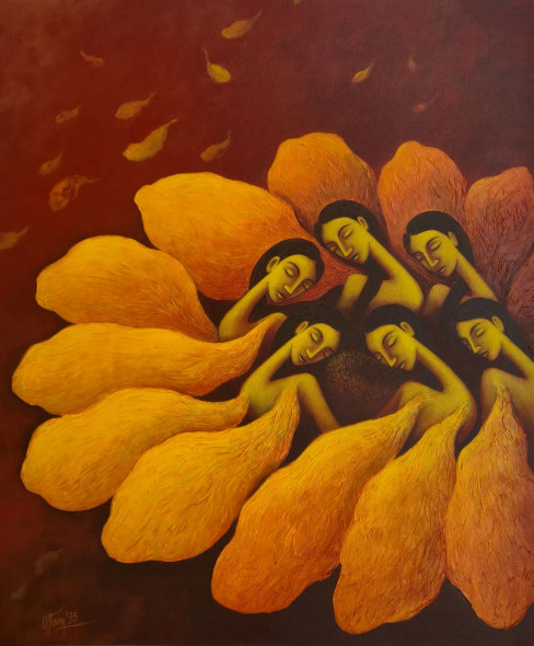 Blooming Dreams (ART-8444-115224) - Handpainted Art Painting - 30in X 36in